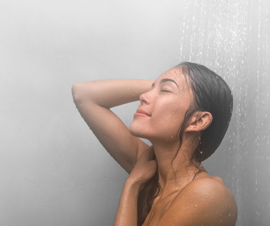 Woman taking a shower