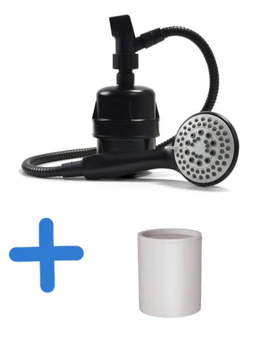 Black Handheld Shower Head Filter Plus 1 Filter Suson Essentials