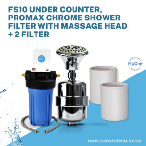 FS10 Under Counter, ProMax Chrome Shower Filter with Massage Head + 2 Filter