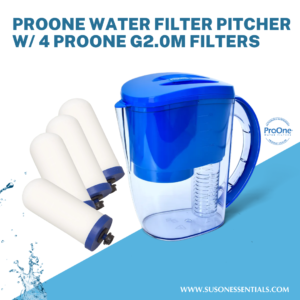 ProOne Water Filter Pitcher w/ 4 proone G2.0M Filters