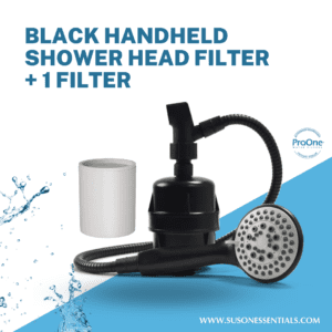 Black Handheld Shower Head Filter +1 Filter