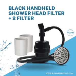 Black Handheld Shower Head Filter With 2 filter