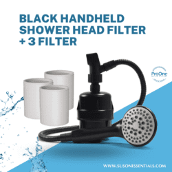 Black Handheld Shower Head Filter + 3 FilTER