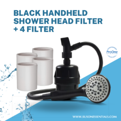 Black Handheld Shower Head Filter + 4 FilTER