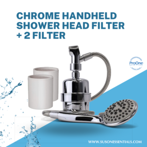 Chrome Handheld Shower Head Filter + 2 FilTER