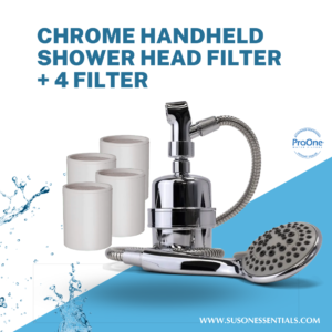 Chrome Handheld Shower Head Filter + 4 FilTER