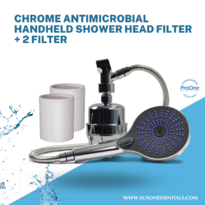 Chrome Antimicrobial Handheld Shower Head Filter + 2 FILTER