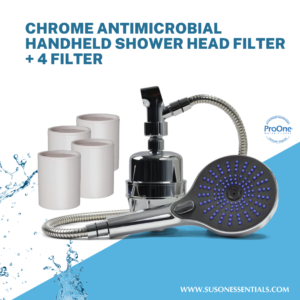Chrome Antimicrobial Handheld Shower Head Filter + 4 FILTER