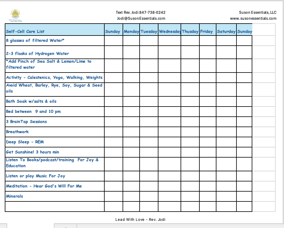 Accountability Self-Cell Care Checklist