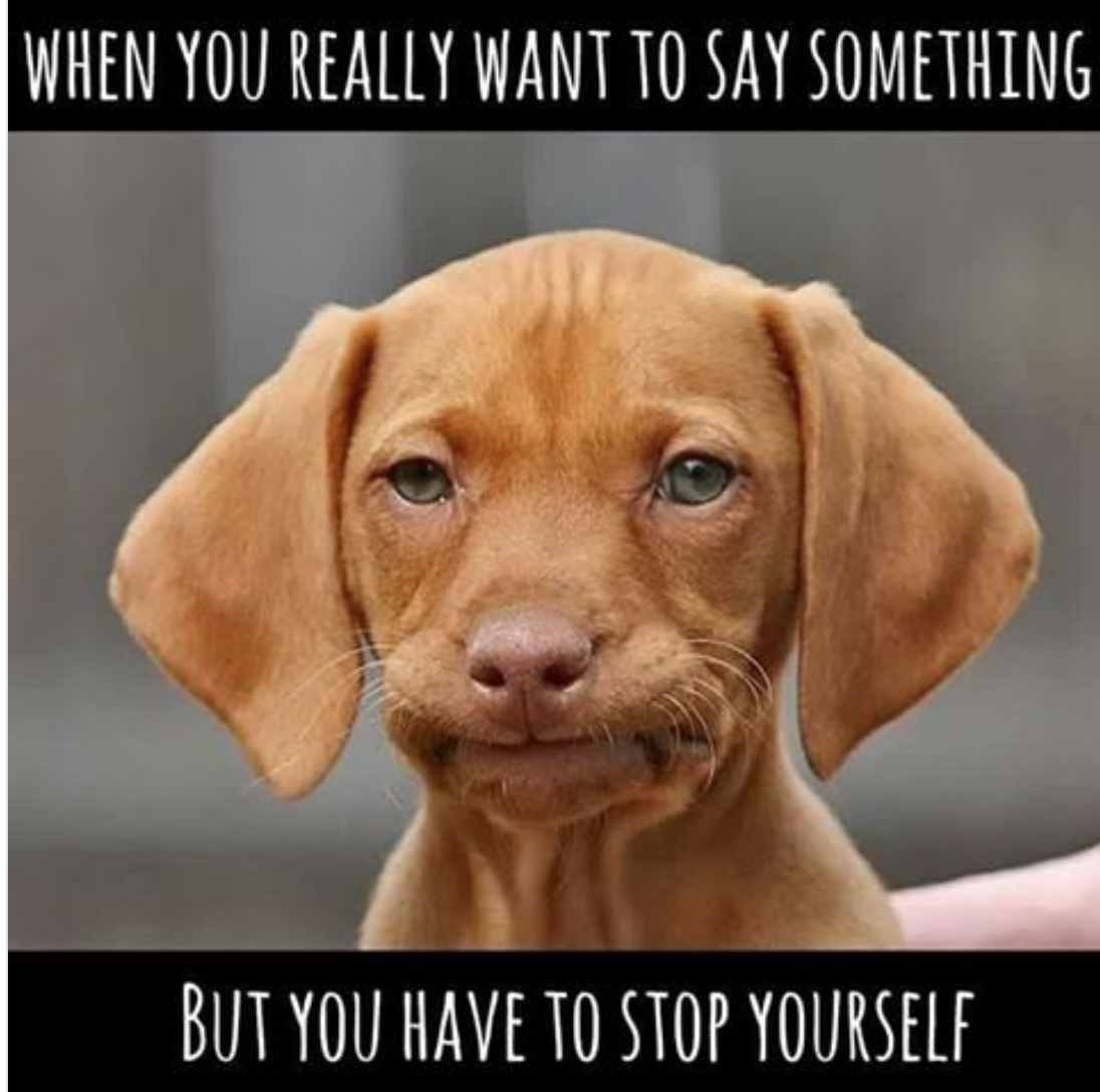 When you really want to say something and have to stop yourself.